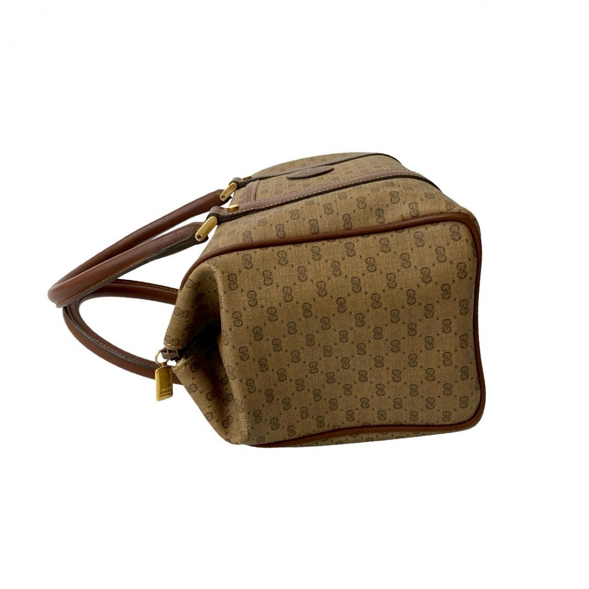 GUCCI Handbag Leather, PVC Brown Micro GG logo Metal Women Used Authentic