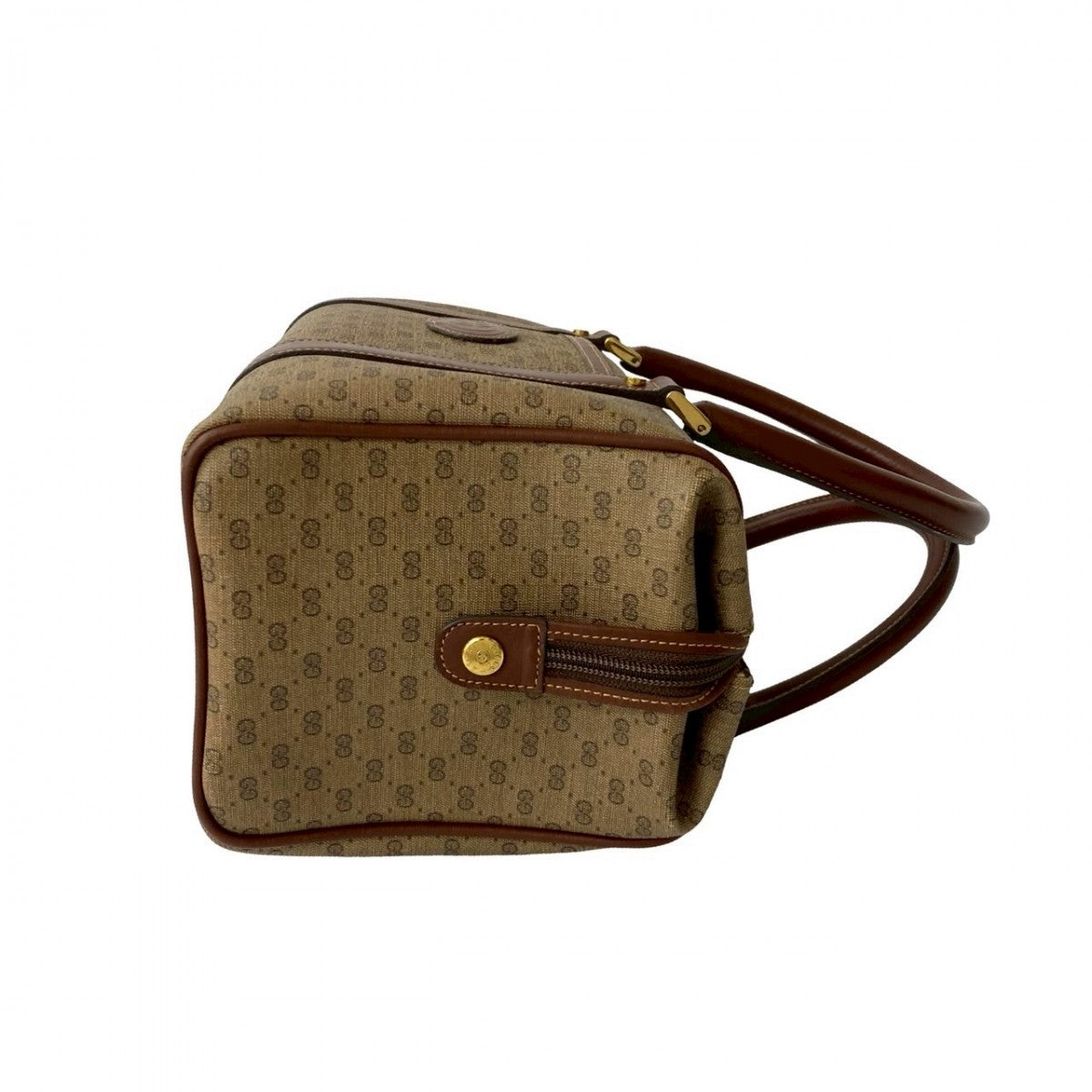 GUCCI Handbag Leather, PVC Brown Micro GG logo Metal Women Used Authentic