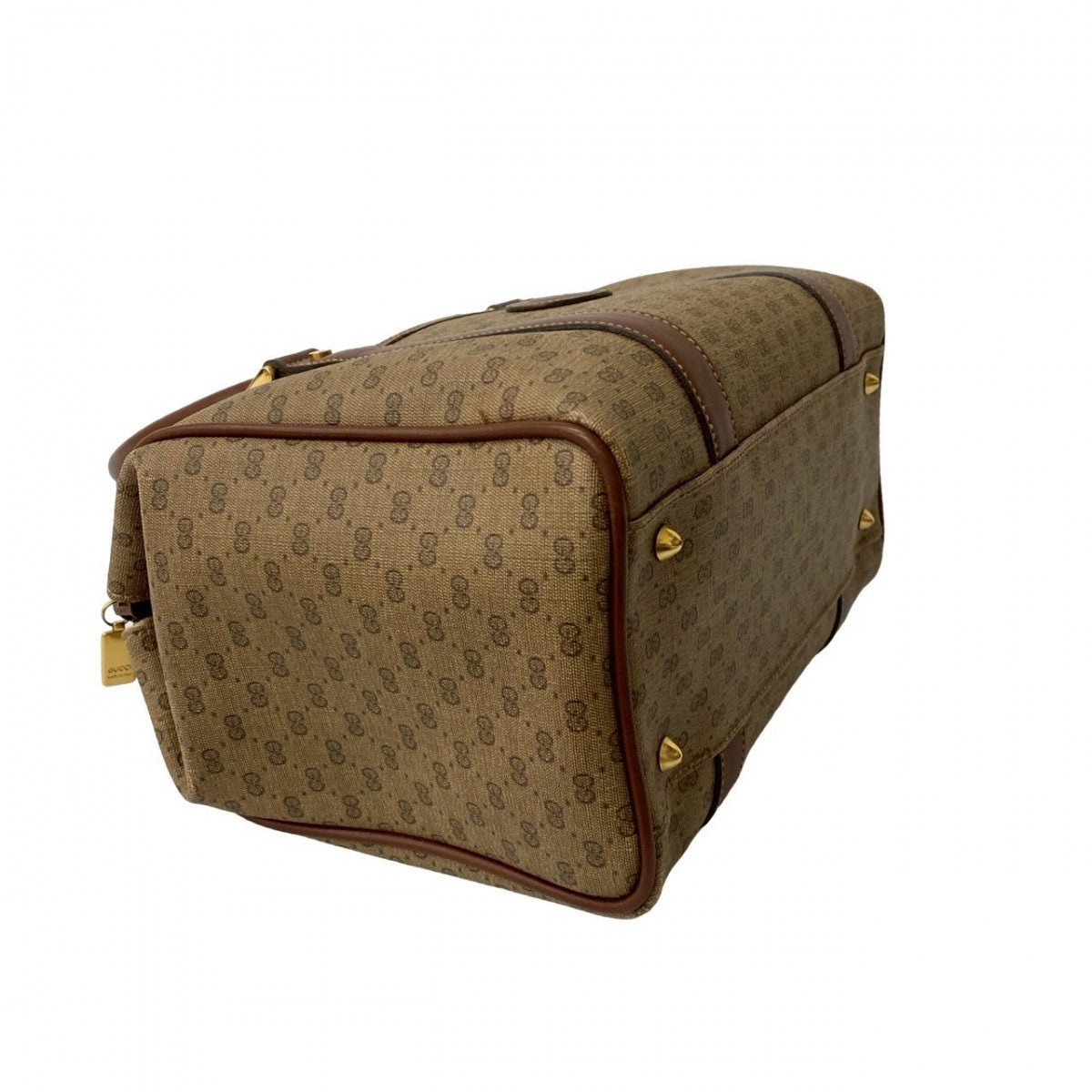 GUCCI Handbag Leather, PVC Brown Micro GG logo Metal Women Used Authentic