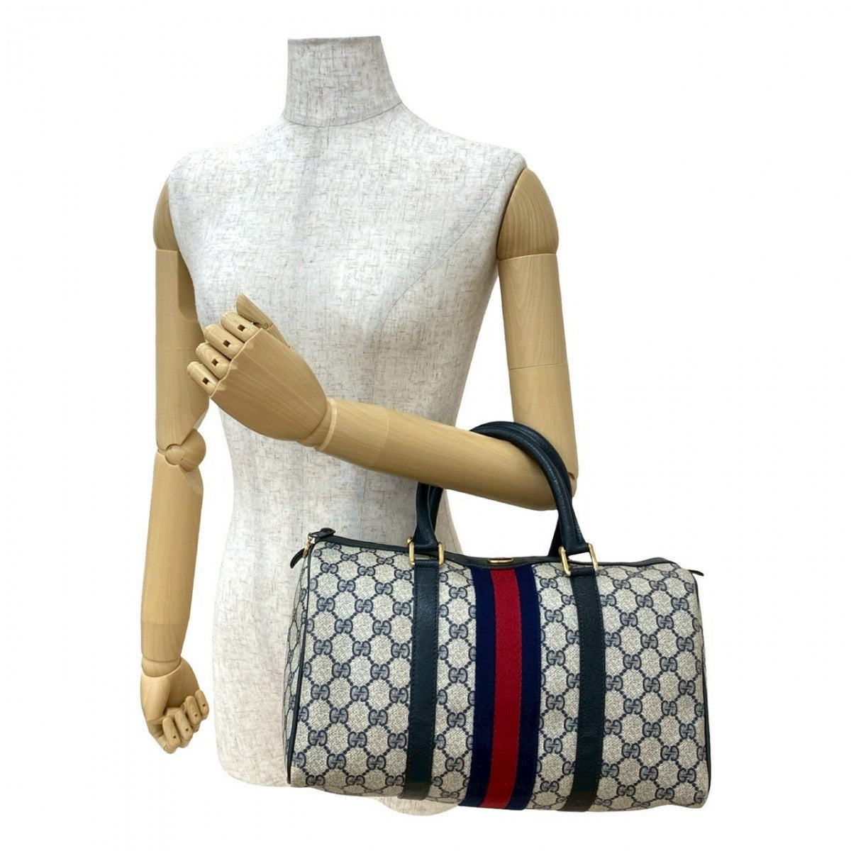 GUCCI Handbag leather Navy Sherry line