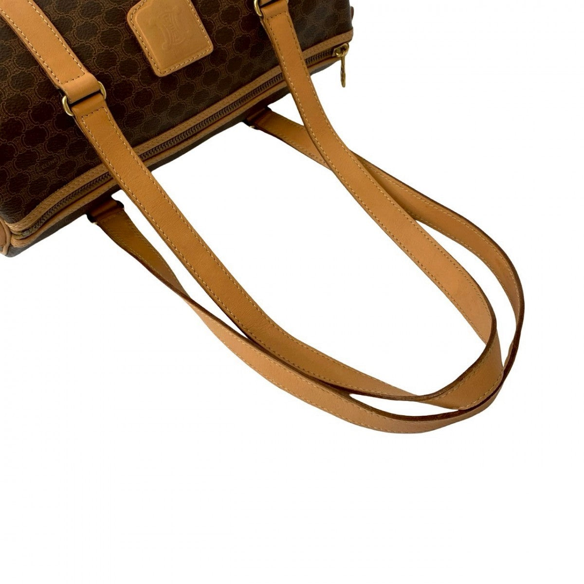 CELINE Handbag Leather, PVC Brown Macadam Blazon Pattern Triomphe logo Women Used Authentic