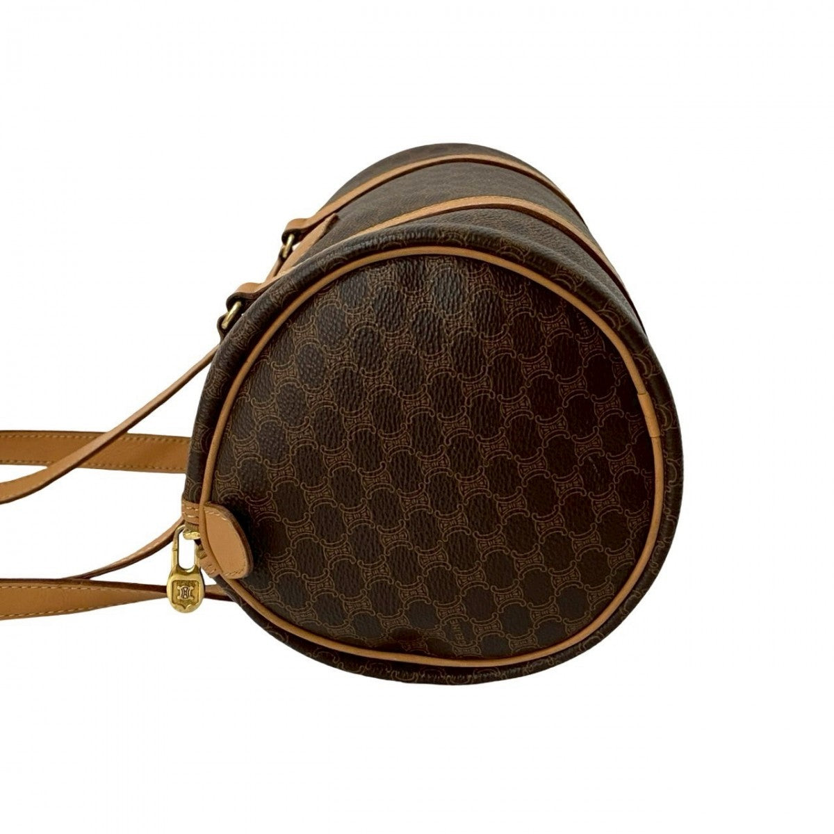 CELINE Handbag Leather, PVC Brown Macadam Blazon Pattern Triomphe logo Women Used Authentic