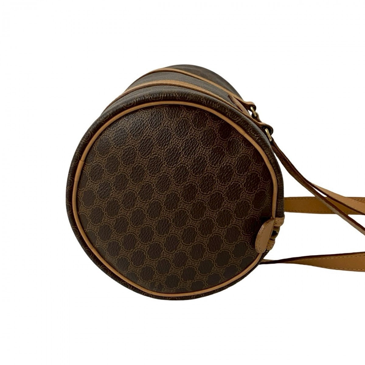 CELINE Handbag Leather, PVC Brown Macadam Blazon Pattern Triomphe logo Women Used Authentic