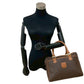 CELINE Handbag Leather, PVC Brown Macadam Blason Triomphe Pattern Women Used Authentic