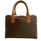 CELINE Handbag Leather, PVC Brown Macadam Blason Triomphe Pattern Women Used Authentic