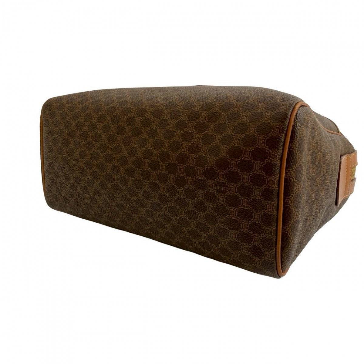 CELINE Handbag Leather, PVC Brown Macadam Blason Triomphe Pattern Women Used Authentic