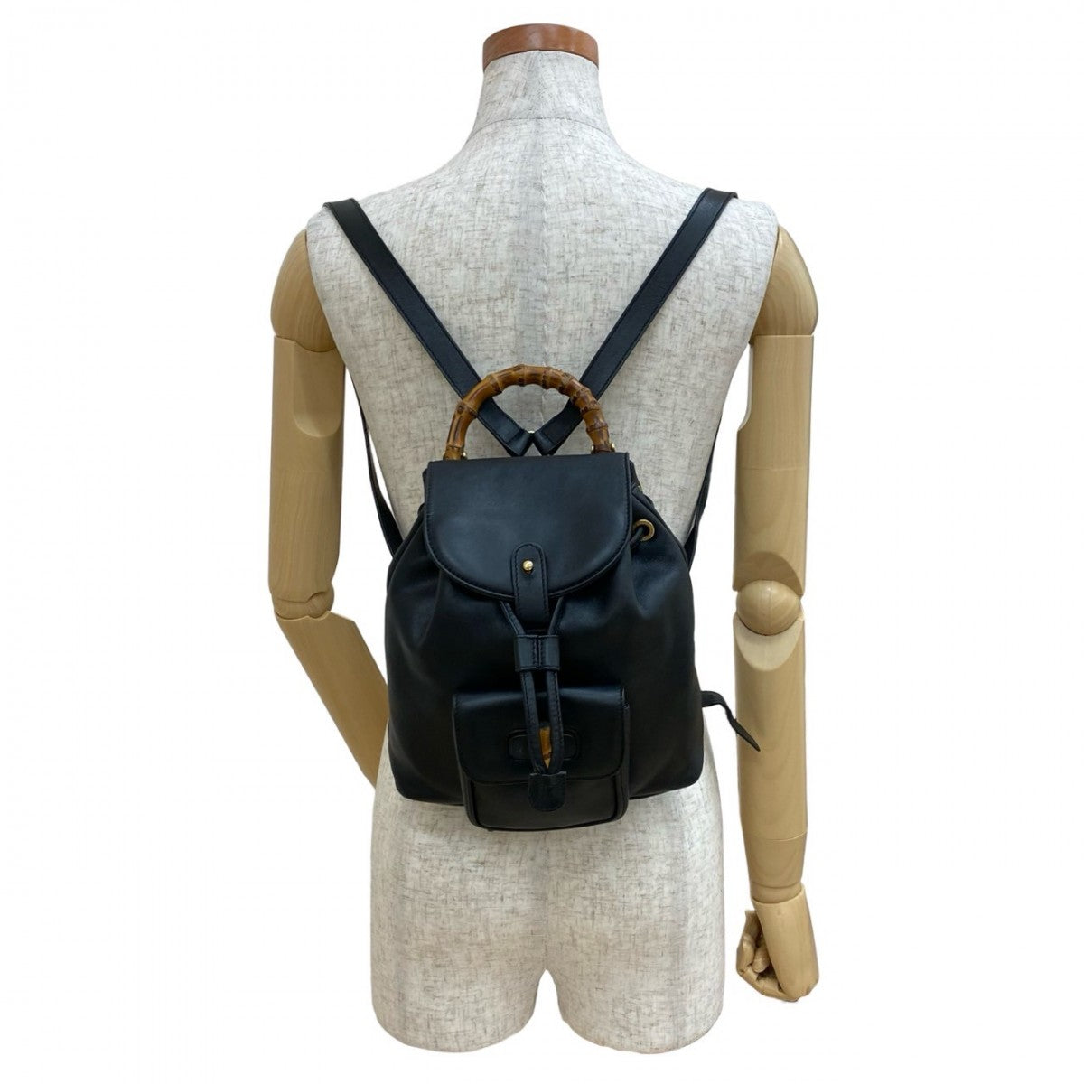 GUCCI Backpack leather black Bamboo