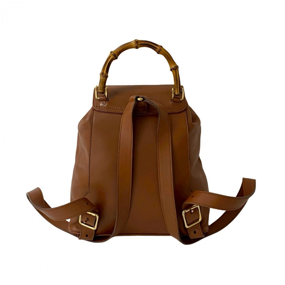 GUCCI Backpack leather Brown Bamboo Women Used Authentic