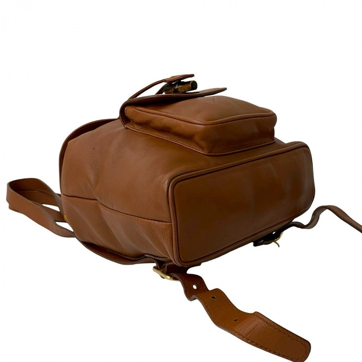 GUCCI Backpack leather Brown Bamboo Women Used Authentic