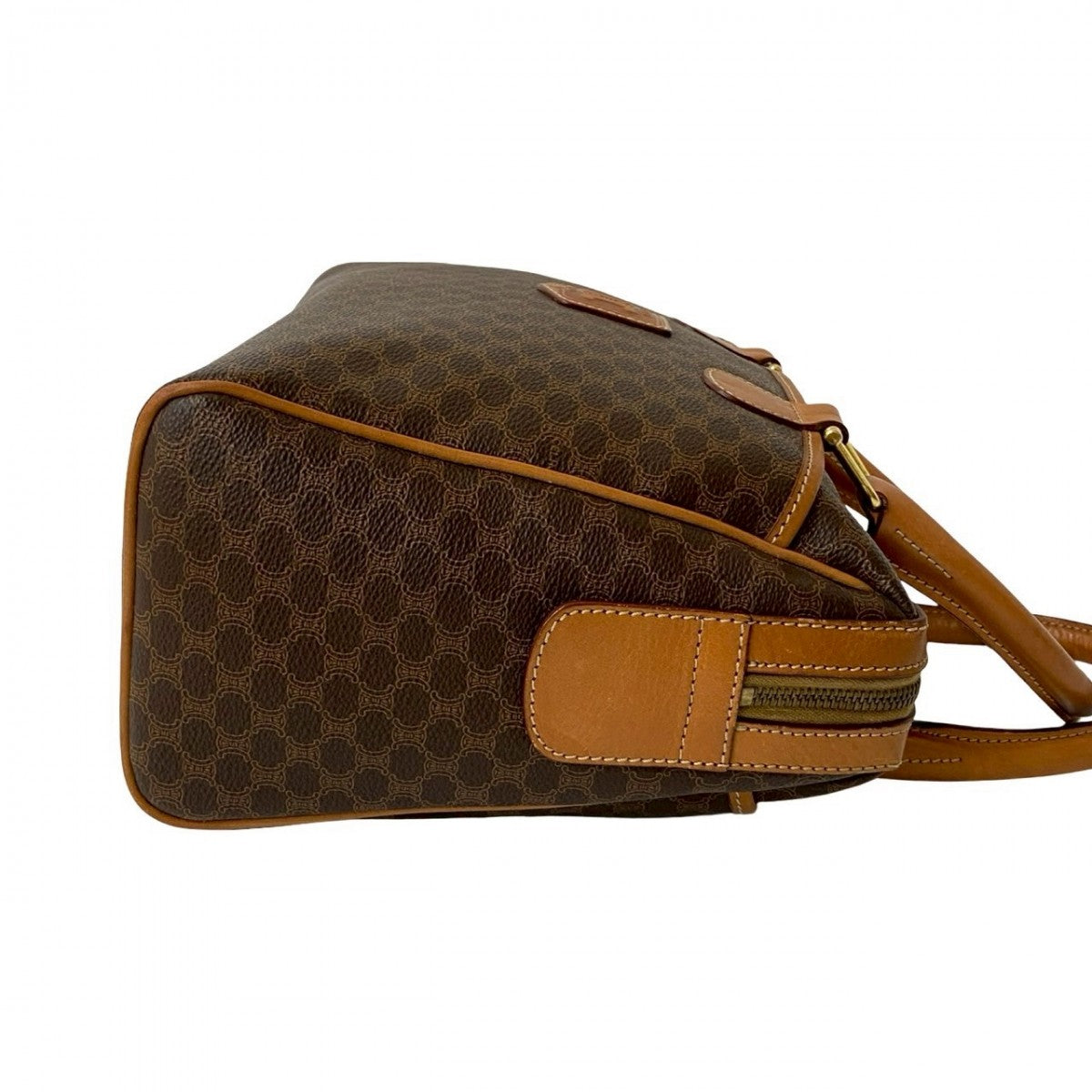 CELINE Handbag Leather, PVC Brown Macadam Blazon Pattern Triomphe logo Women Used Authentic
