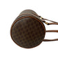 CELINE Boston Duffel bag Leather, PVC Brown Macadam Blason Triomphe Pattern Women Used Authentic