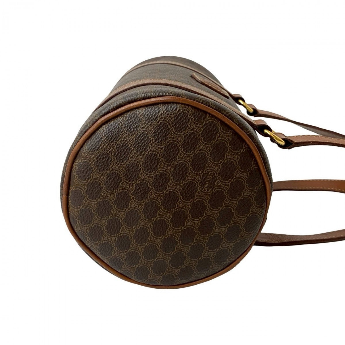 CELINE Boston Duffel bag Leather, PVC Brown Macadam Blason Triomphe Pattern Women Used Authentic