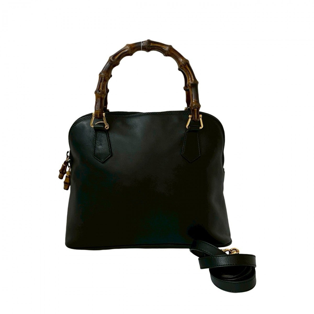GUCCI Shoulder Bag leather black Bamboo Women Used Authentic