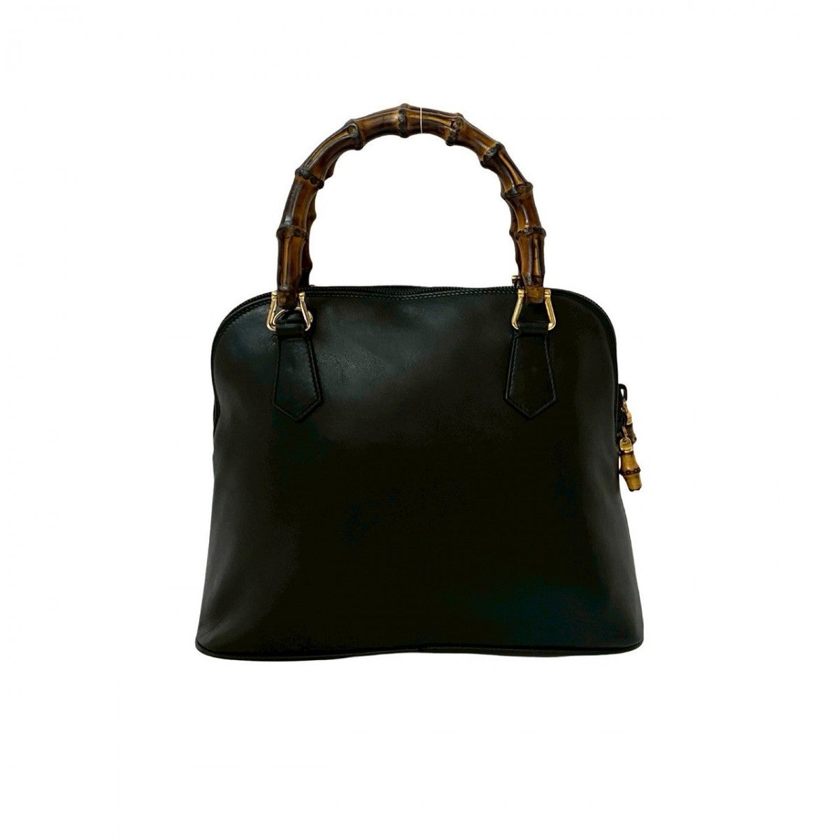 GUCCI Shoulder Bag leather black Bamboo Women Used Authentic