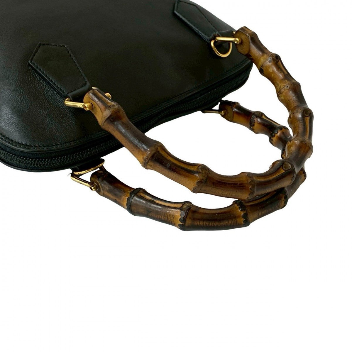 GUCCI Shoulder Bag leather black Bamboo Women Used Authentic