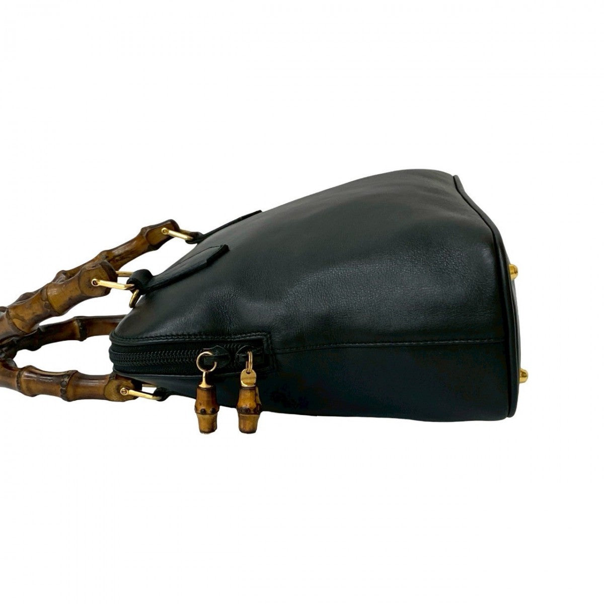GUCCI Shoulder Bag leather black Bamboo Women Used Authentic