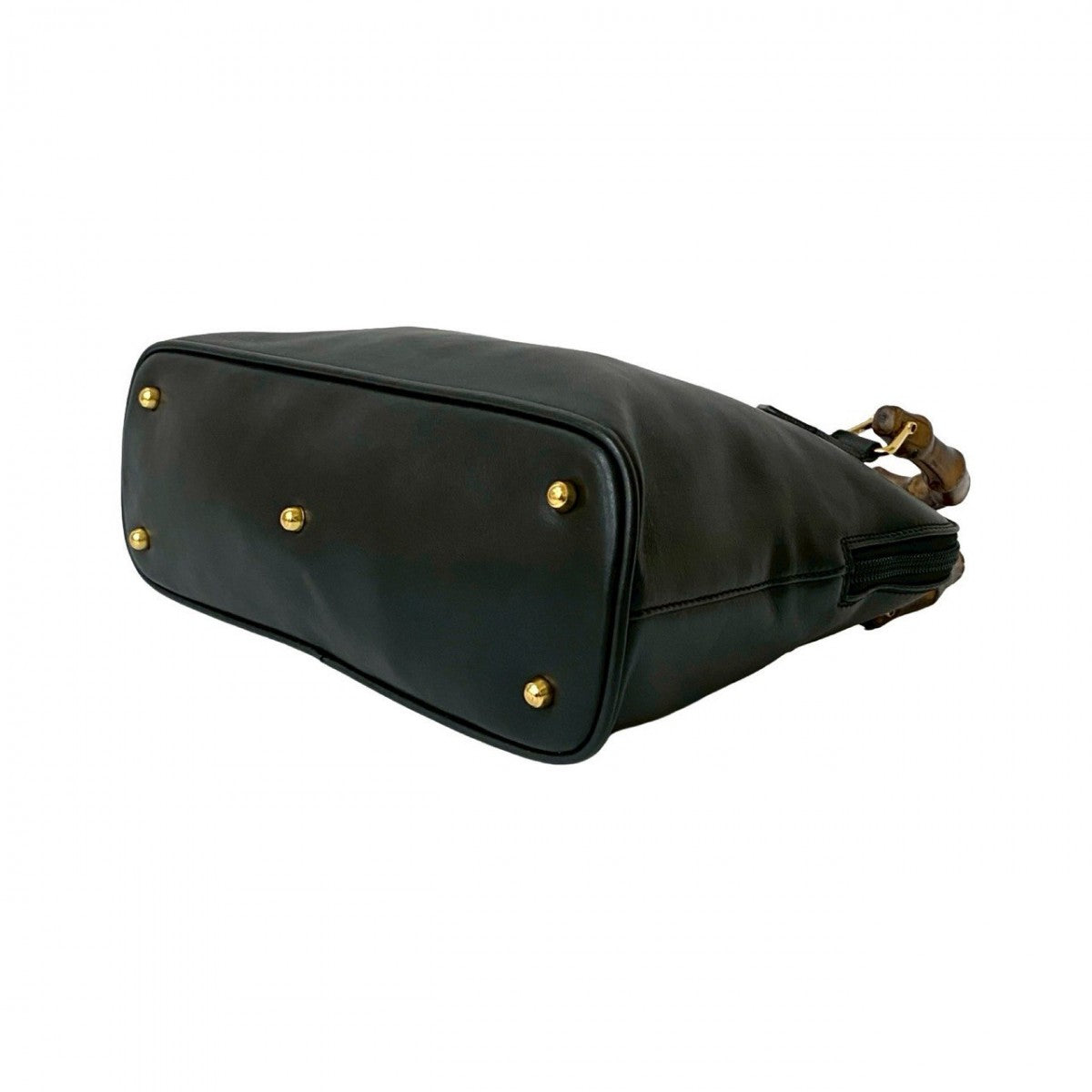 GUCCI Shoulder Bag leather black Bamboo Women Used Authentic