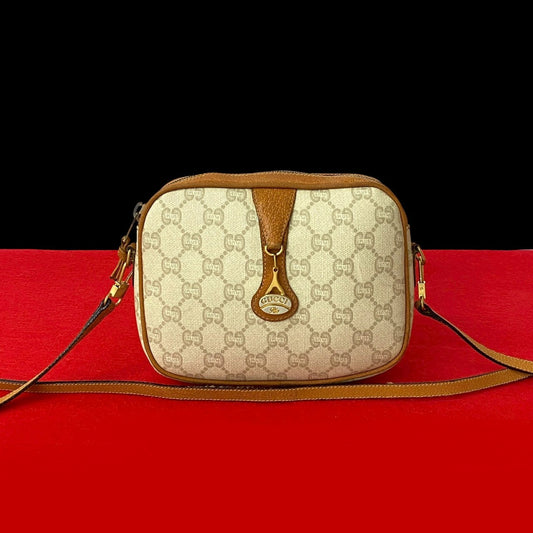 GUCCI Shoulder Bag leather Brown Old Gucci vintage