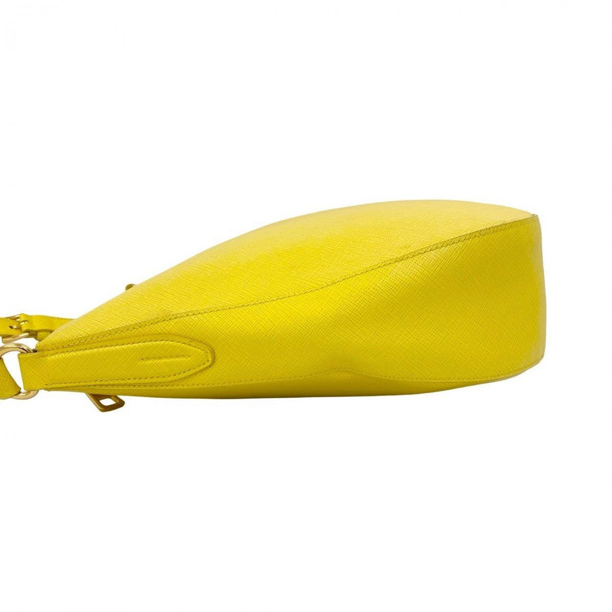 PRADA Shoulder Bag leather yellow Triangular logo Women Used Authentic
