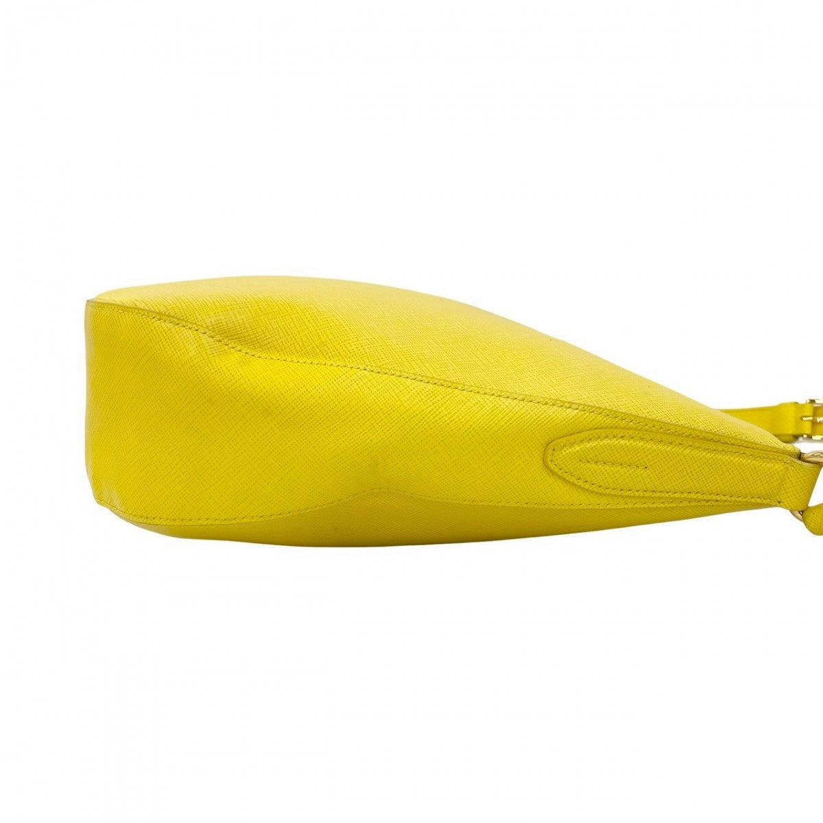 PRADA Shoulder Bag leather yellow Triangular logo Women Used Authentic