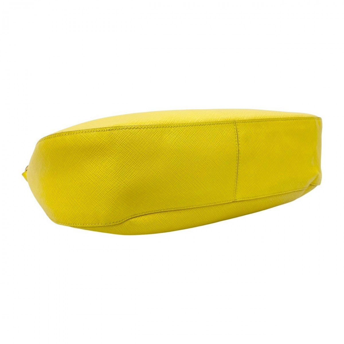 PRADA Shoulder Bag leather yellow Triangular logo Women Used Authentic