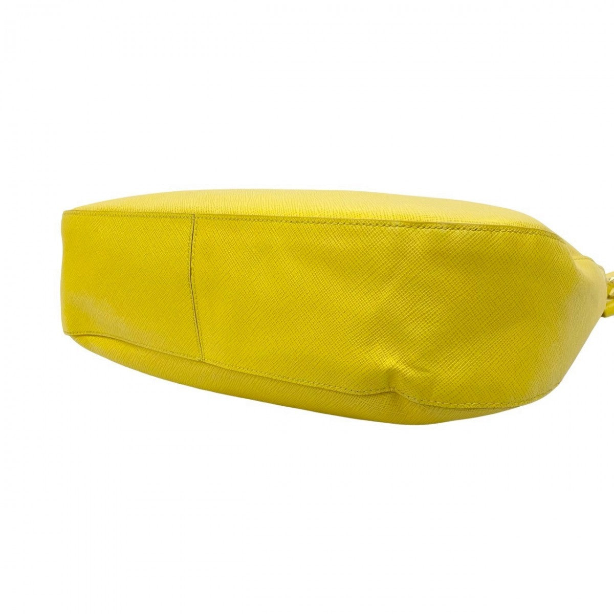 PRADA Shoulder Bag leather yellow Triangular logo Women Used Authentic