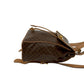CELINE Backpack leather Brown Macadam Pattern logo ring Metal Women Used Authentic