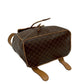 CELINE Backpack leather Brown Macadam Pattern logo ring Metal Women Used Authentic
