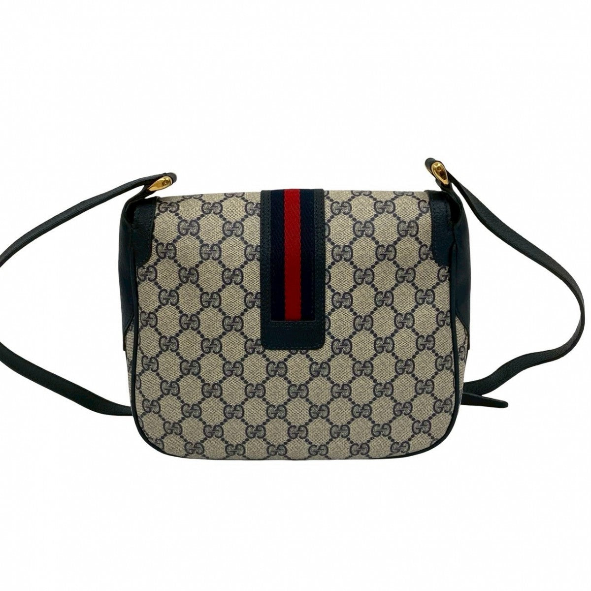 GUCCI Shoulder Bag leather Navy Sherry line