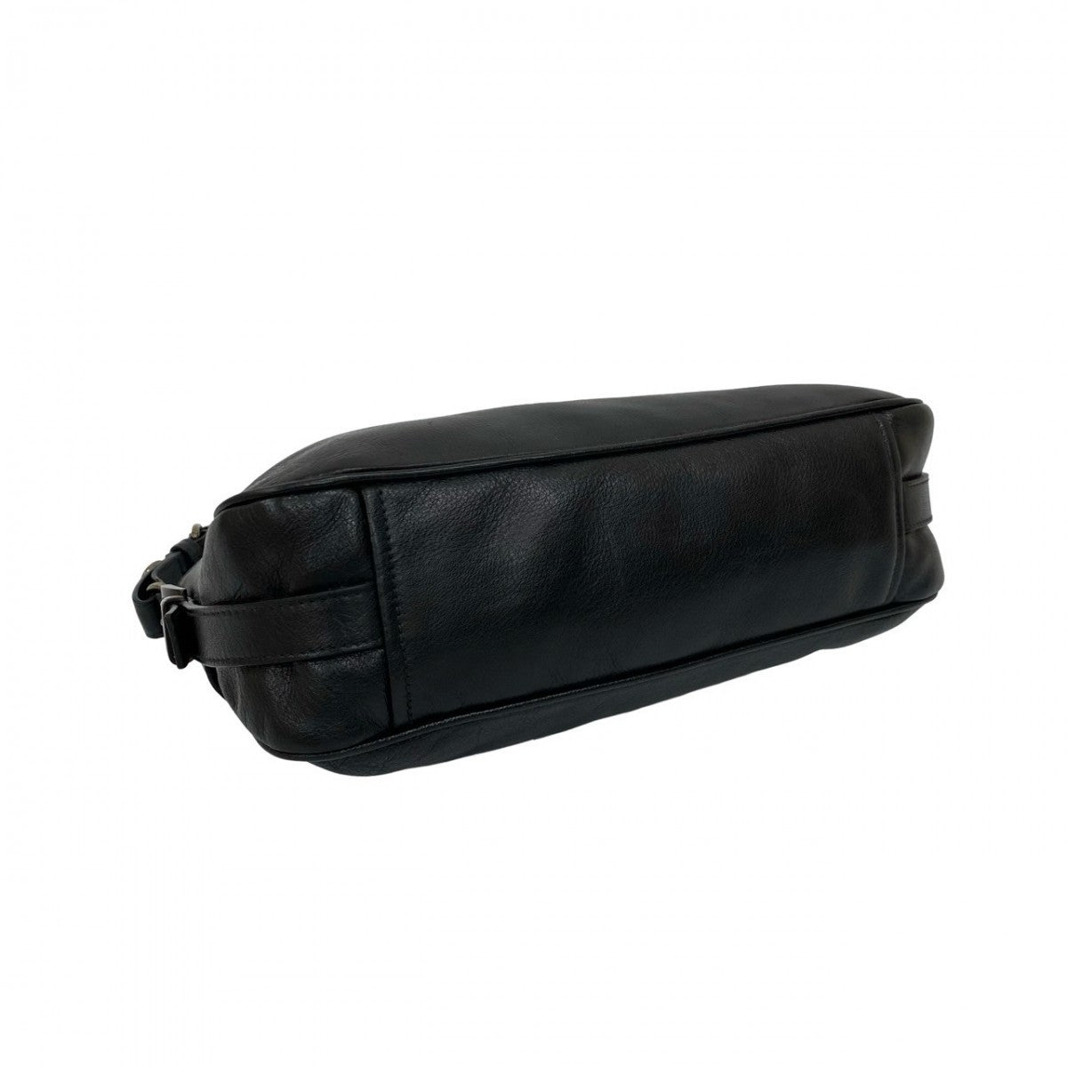 PRADA Shoulder Bag leather black logo Metal Women Used Authentic