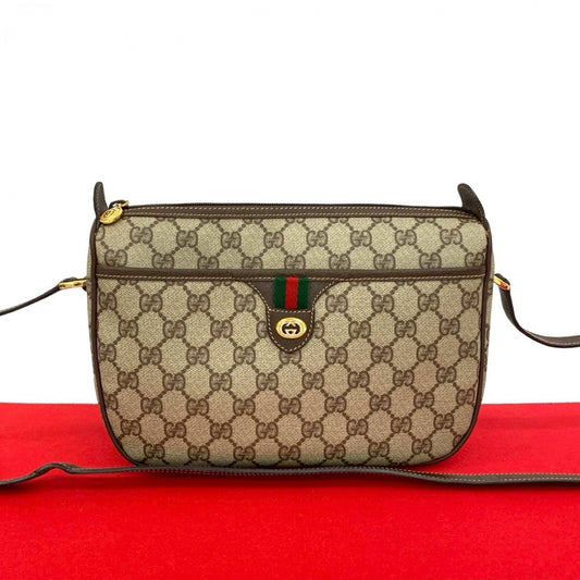 GUCCI Shoulder Bag leather Brown
