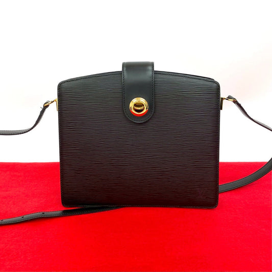 LOUIS VUITTON Shoulder Bag Epi Leather black Epi Capuchin