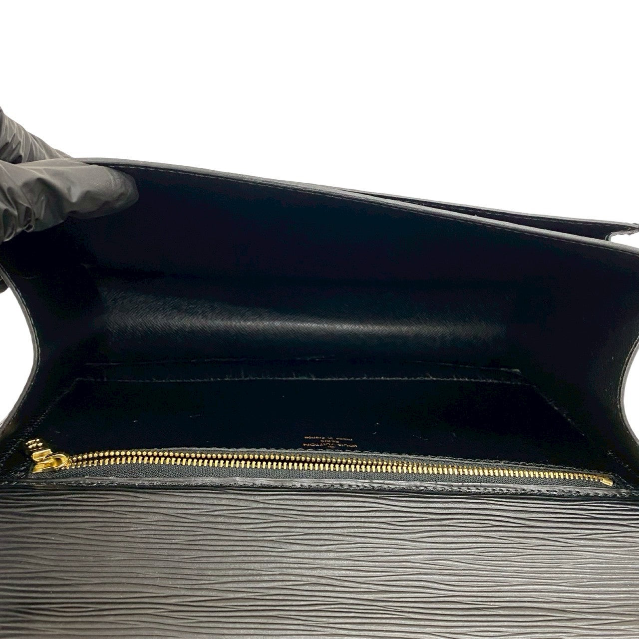 LOUIS VUITTON Shoulder Bag leather black Epi Monceau