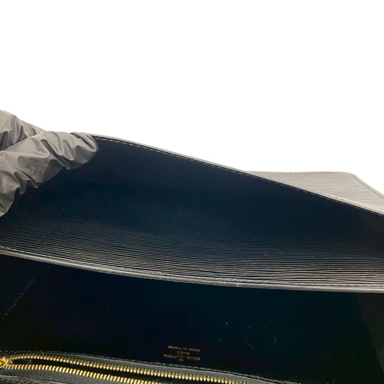 LOUIS VUITTON Shoulder Bag leather black Epi Monceau
