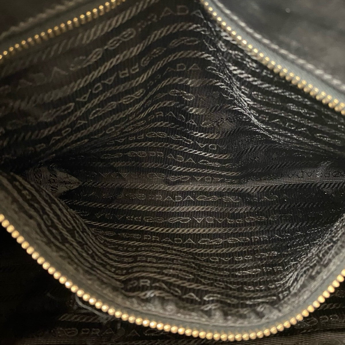 PRADA Handbag leather black logo Metal Women Used Authentic
