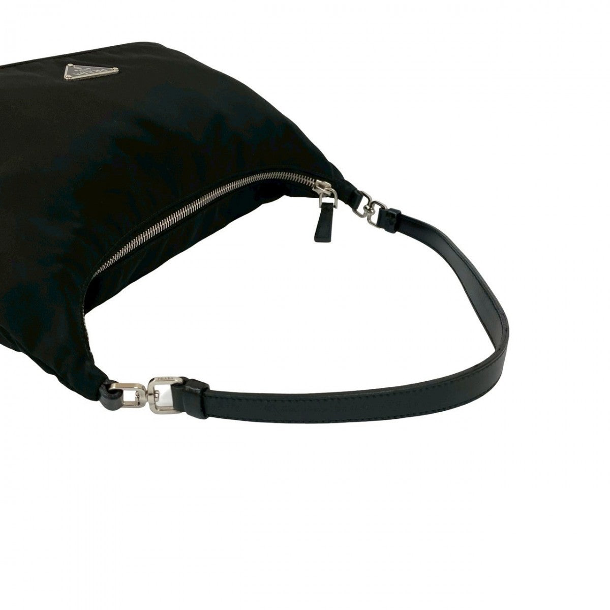 PRADA Handbag Nylon, Leather black Triangle Logo Metal Women Used Authentic