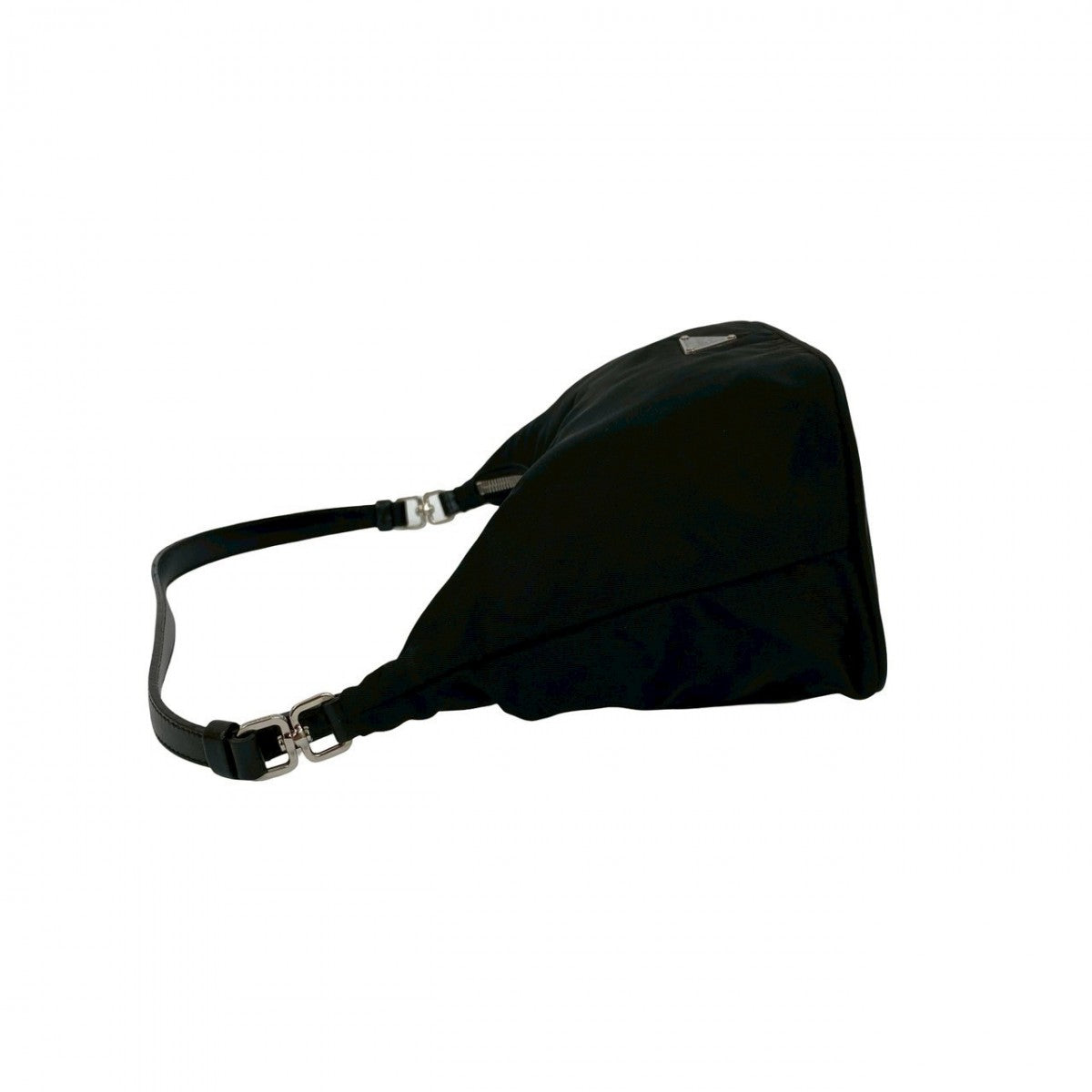 PRADA Handbag Nylon, Leather black Triangle Logo Metal Women Used Authentic