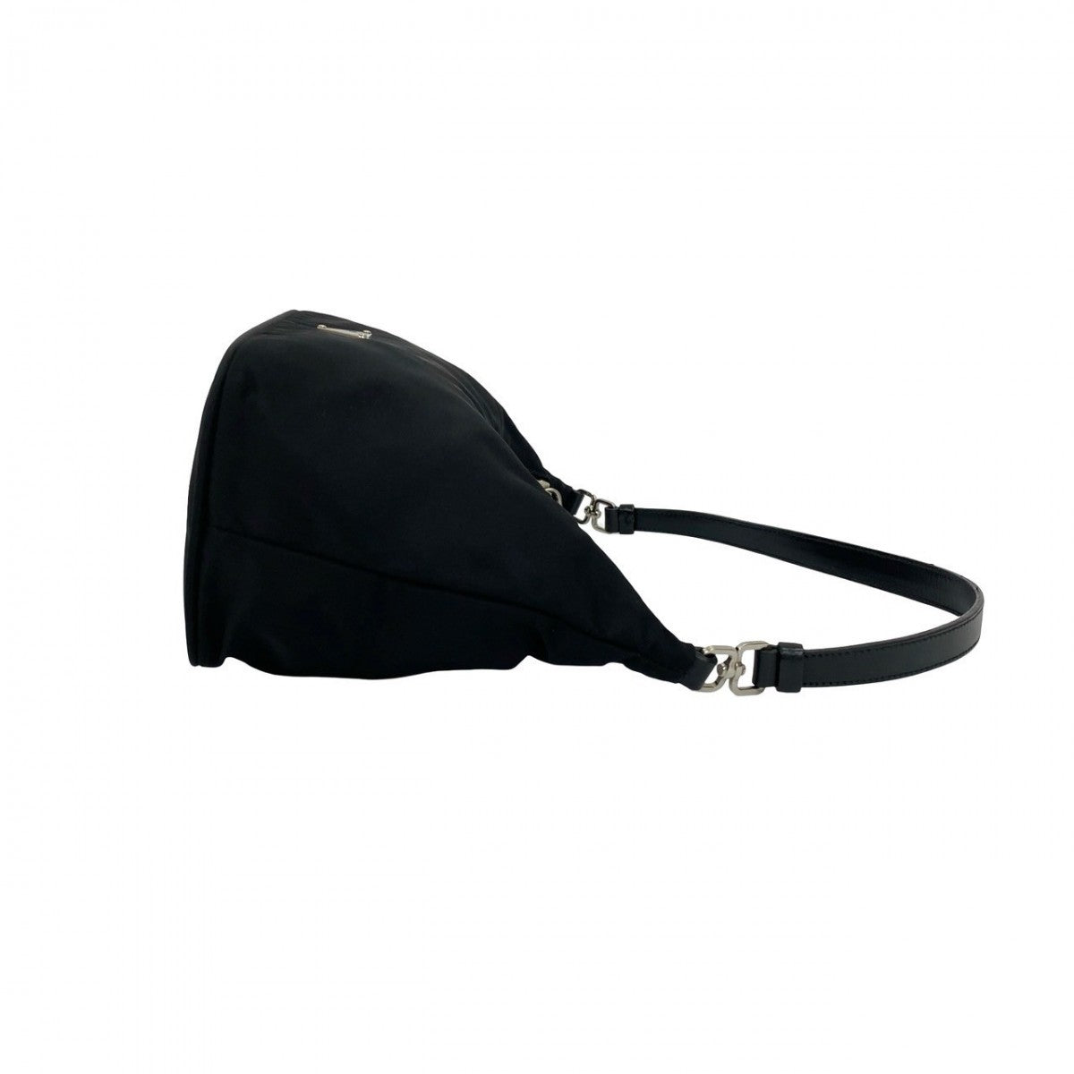 PRADA Handbag Nylon, Leather black Triangle Logo Metal Women Used Authentic