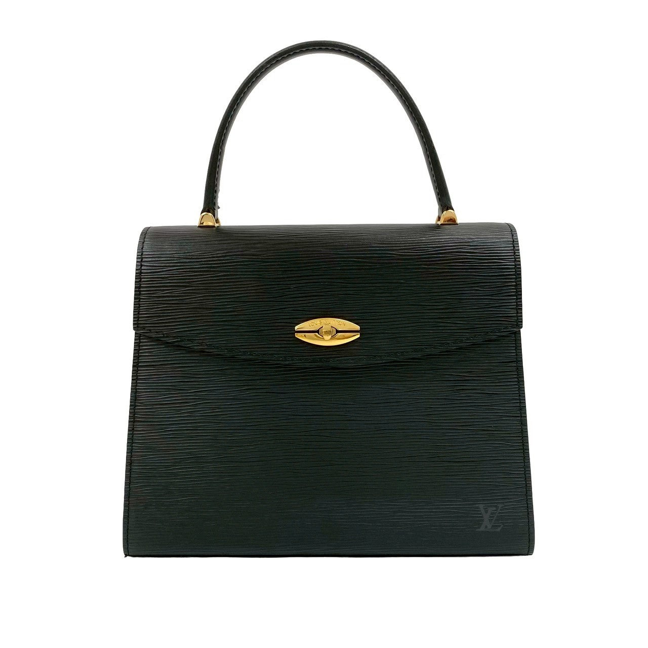 LOUIS VUITTON Handbag leather black Epi Malesherbes