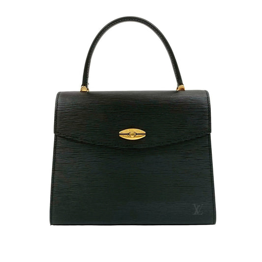 LOUIS VUITTON Handbag leather black Epi Malesherbes