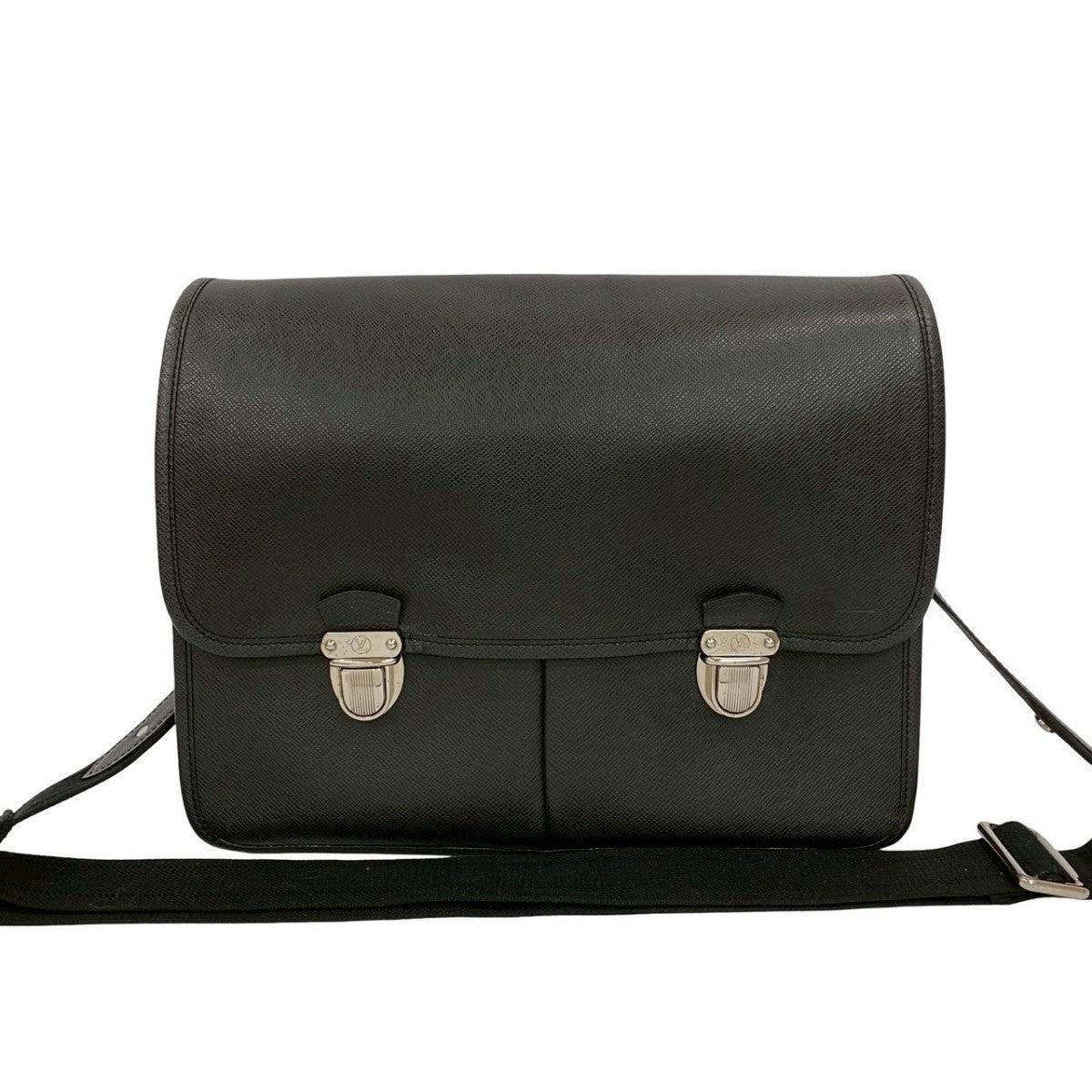 LOUIS VUITTON Shoulder Bag leather black Taiga Alexei