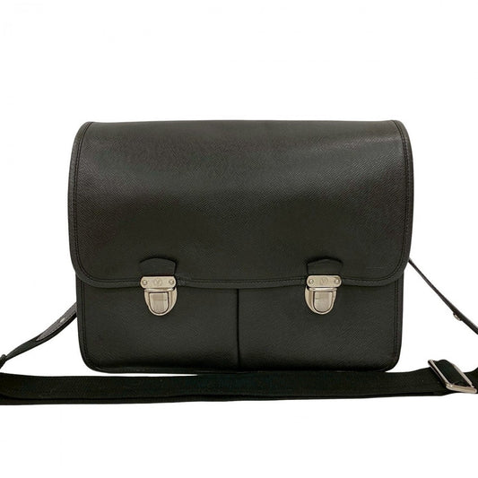 LOUIS VUITTON Shoulder Bag leather black Taiga Alexei