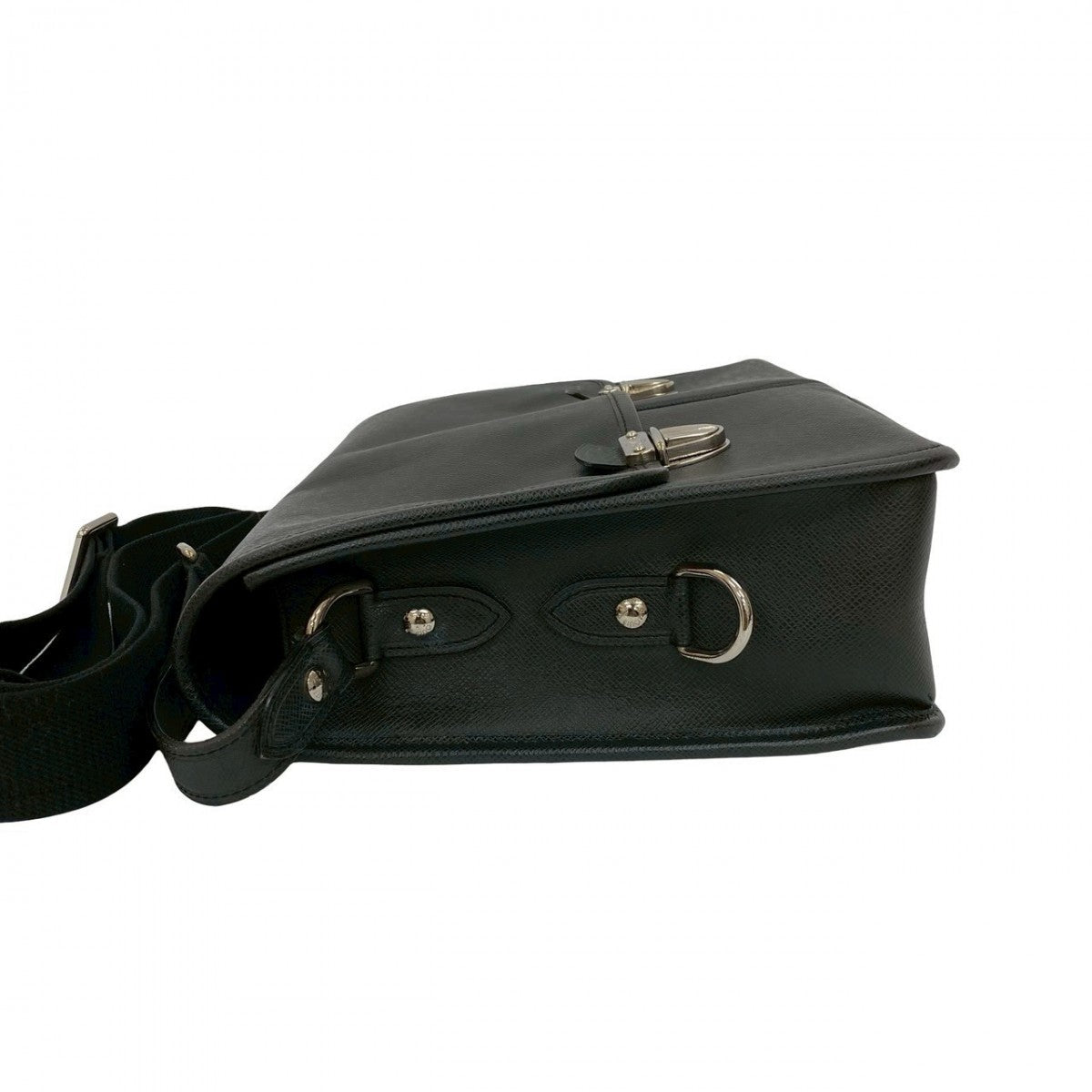 LOUIS VUITTON Shoulder Bag leather black Taiga Alexei