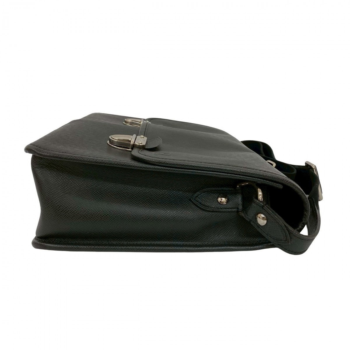 LOUIS VUITTON Shoulder Bag leather black Taiga Alexei