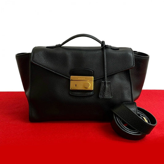 PRADA Shoulder Bag leather black