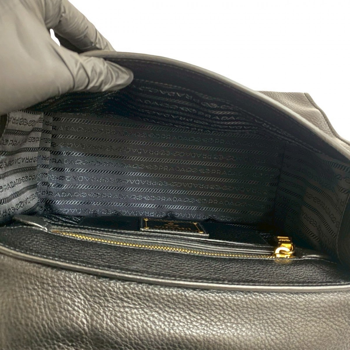 PRADA Shoulder Bag leather black