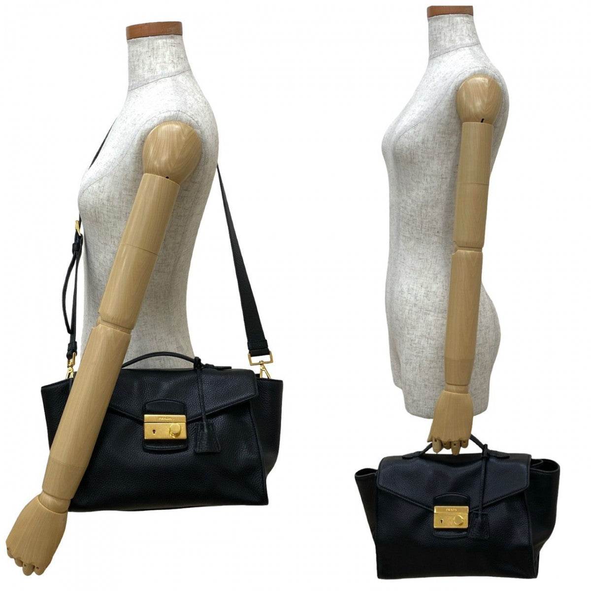 PRADA Shoulder Bag leather black