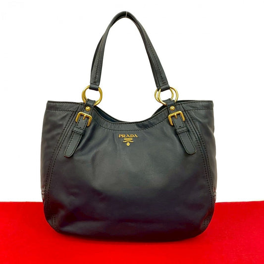 PRADA Tote Bag leather Navy
