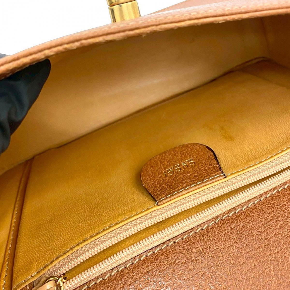 GUCCI Shoulder Bag leather Brown Bamboo