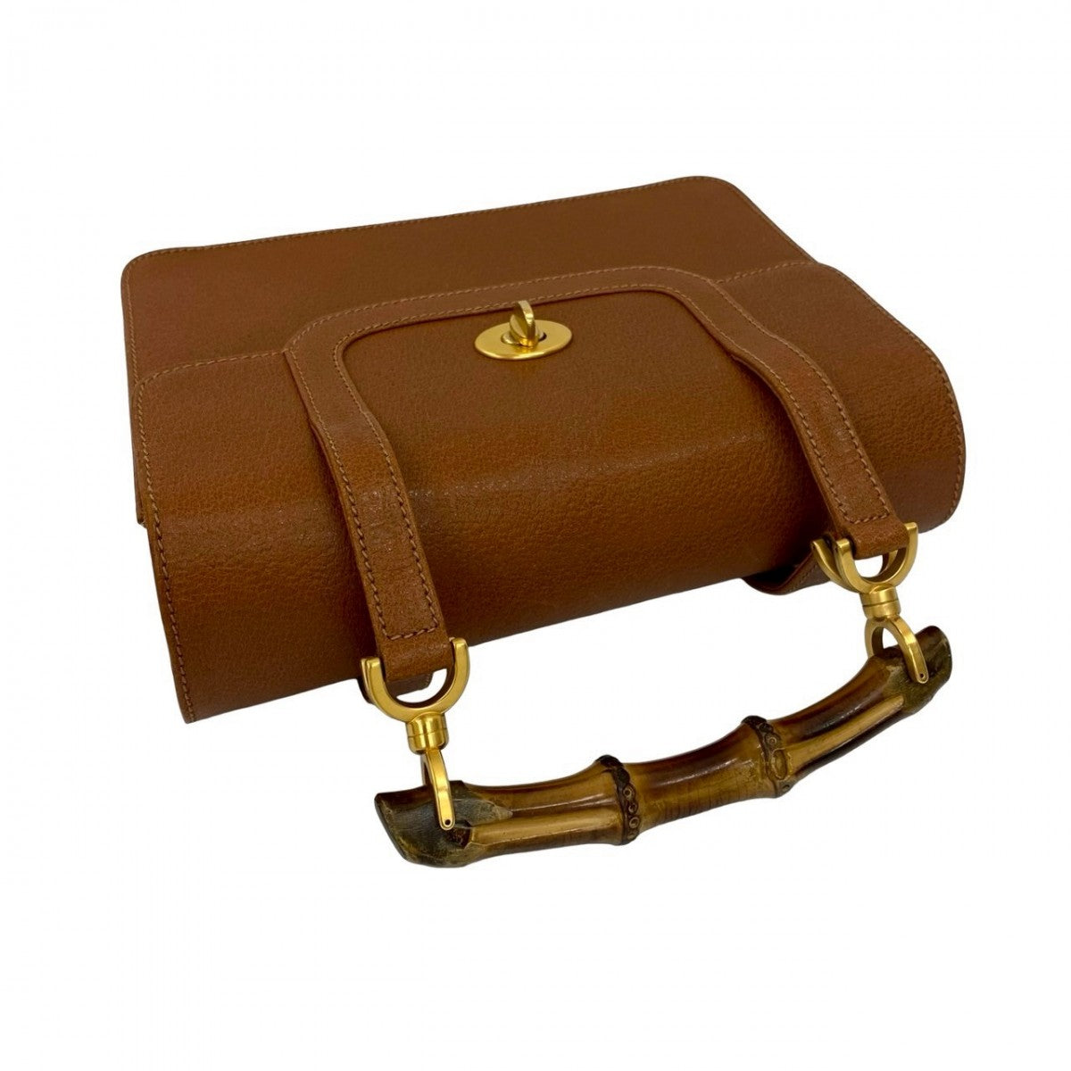 GUCCI Shoulder Bag leather Brown Bamboo